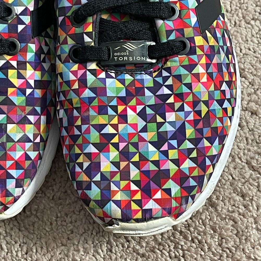 Adidas ZX Flux Sneakers Men 9 MultiColor Prism Athletic Colorful Quilt Geometric - Picture 11 of 13